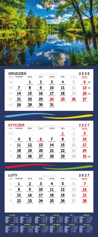 Kalendarz trójdzielny Darrieus 963904 KTR1 [32x80cm]